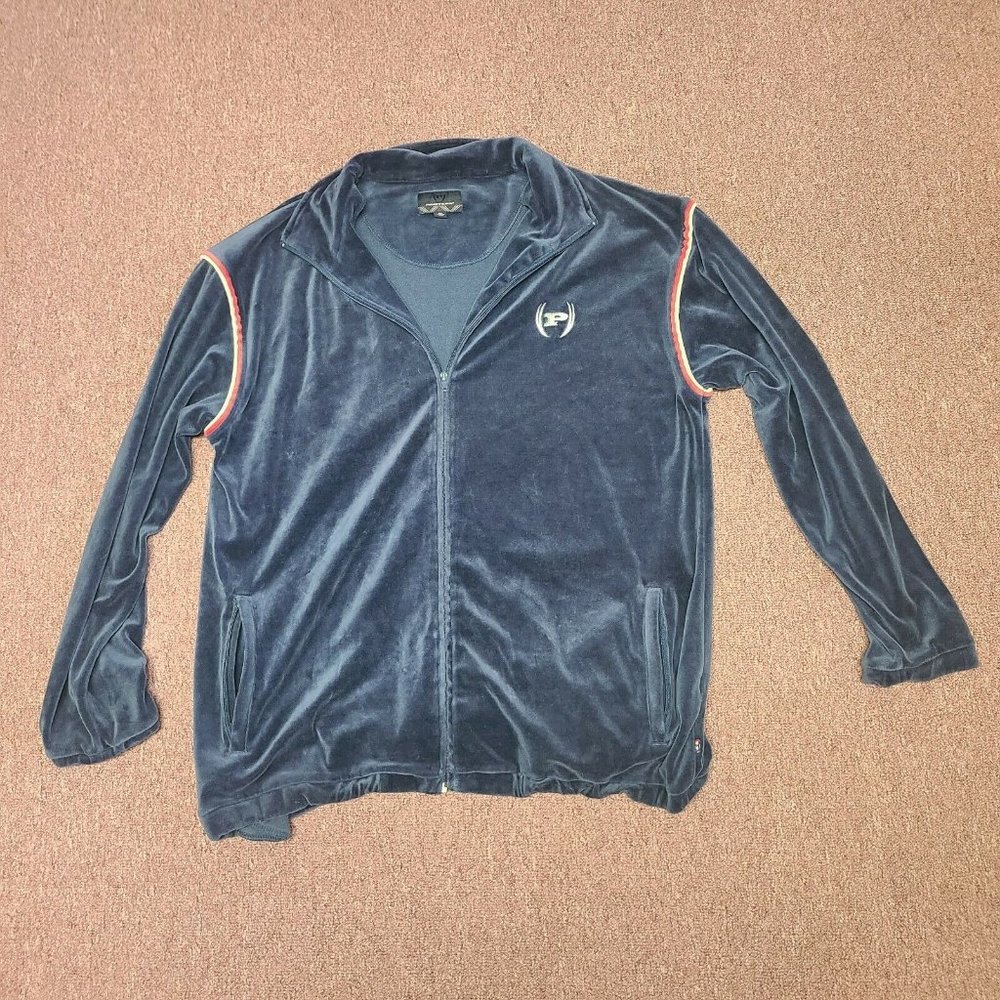 Vintage 90's Men’s Phat Farm Velour Grey Tracksuit Size 2XL